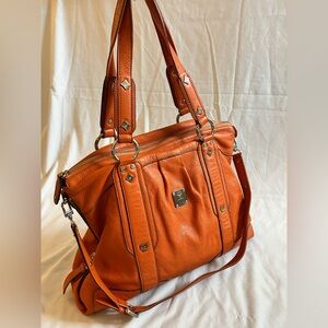 MCM Orange Leather Shoulder Bag